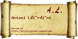 Antoni Lóránt névjegykártya